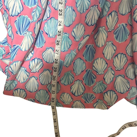 Simply Southern Pink and Blue Shell Swim Coverup Sz small back tie tassels - Picture 7 of 8